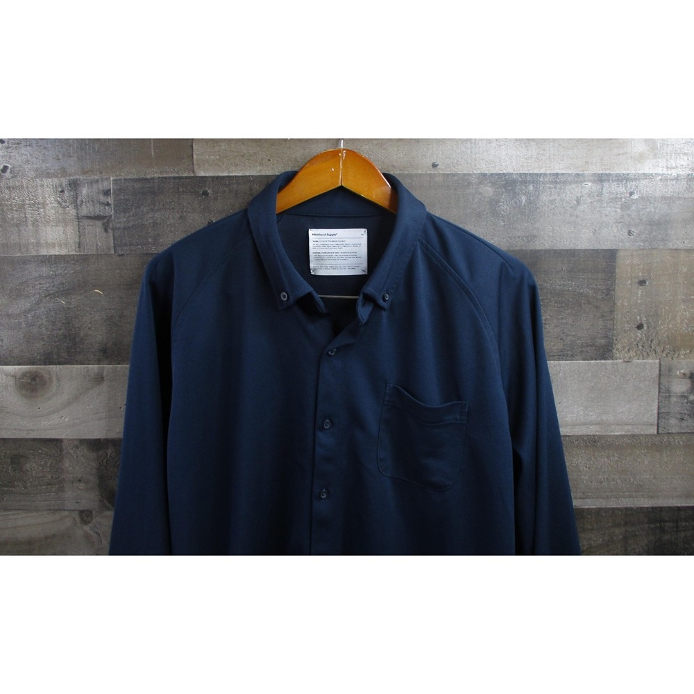 Ministry Of Supply Shirt Mens XL Navy Blue Apollo Performance Dress Button Down